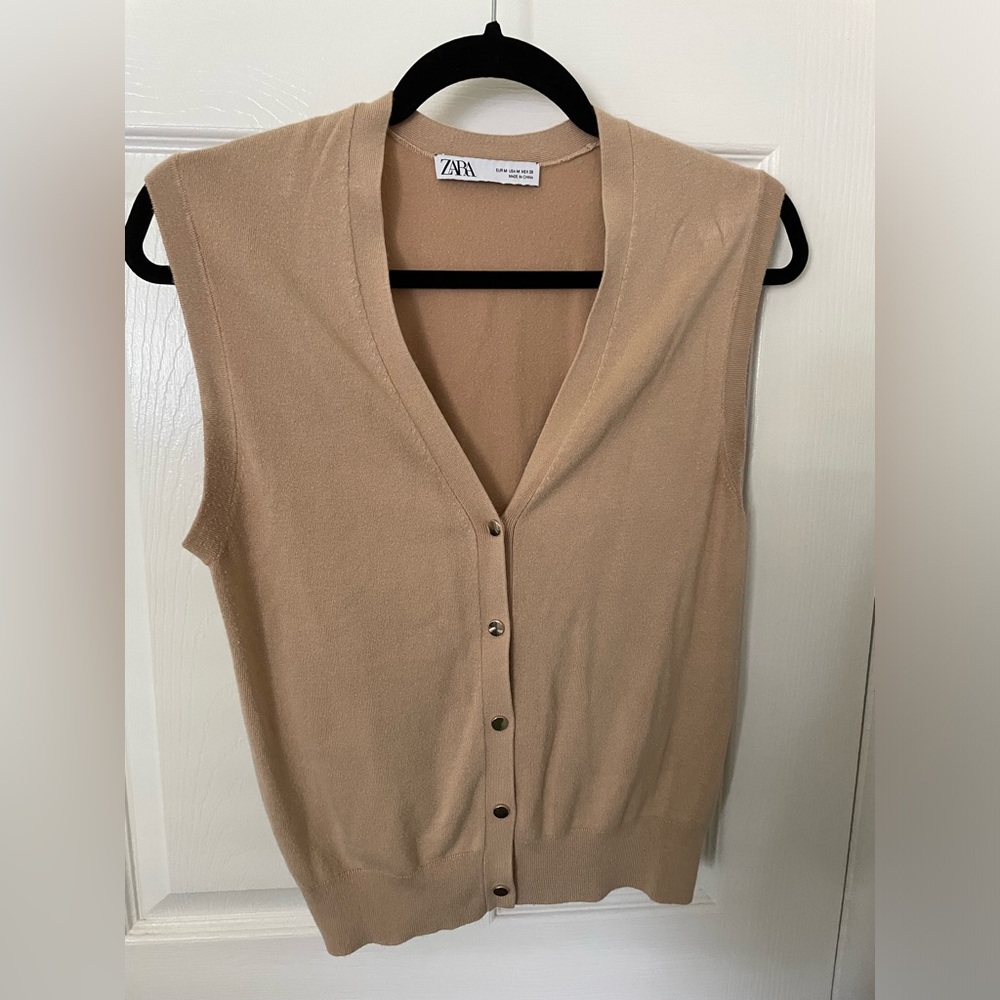 Tan Button Up Sweater Vest